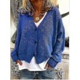 thumbnail image 2 of Womens Sweater Knitted Casual V-neck Solid Color Cardigan Sweater, 2 of 4