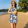 thumbnail image 3 of Fotbe Cartoon Raccoon Vestido de Verano sin Mangas para Mujer – Vestido Midi Línea A, Estilo Camiseta Floral, Vestido Playero Casual y Fluido, 3 of 7