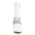 thumbnail image 4 of Ferwind Women's Mid-Calf Boots Strappy Studs and Rhinestones Adult Ivory  8.5, 4 of 6