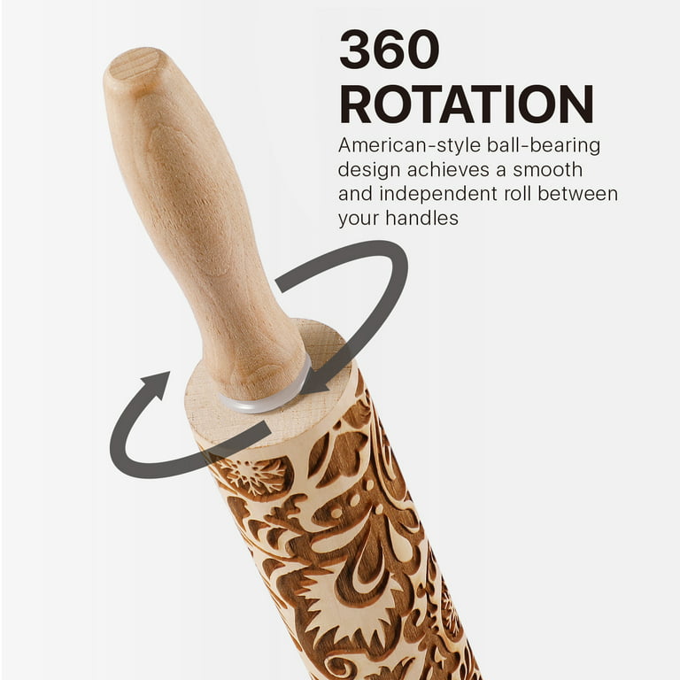 Damascus Roses Embossed Rolling Pin For Baking Accessories With Laser  Engraved Design, Beautifully Handmade Pattern Rolling Pin, Decorative  Rollin