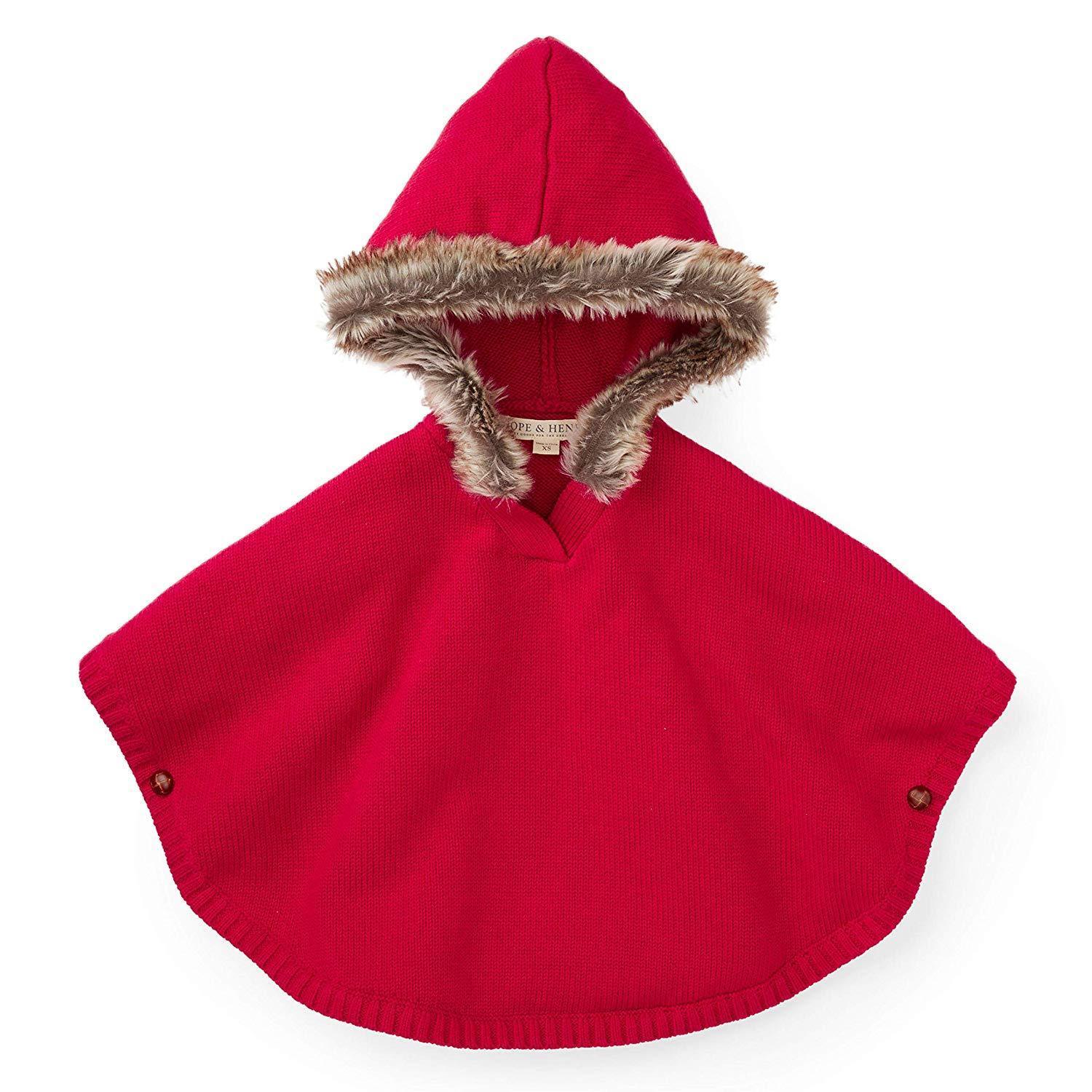 Hope & Henry Girls' Sweater Cape with Faux Fur Hood - image 1 of 3