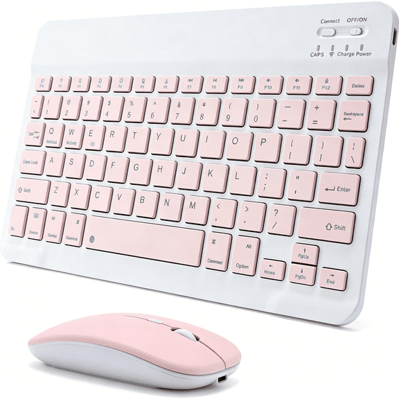 GJX Rechargeable Bluetooth Keyboard and Mouse Combo for Ipad, Ultra-Slim Portable Wireless Mouse Keyboard for Ipad Pro Air Mini Iphone Tablet Cell Phone Android