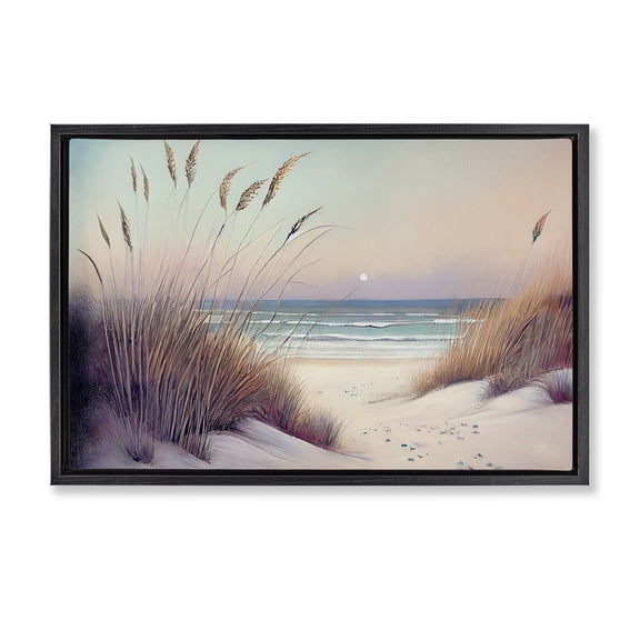Euphoria Beach Dunes View Black Framed Floater Canvas Wall Art, design by Sasha