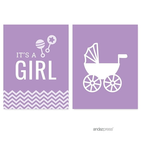Lavender Chevron Print Baby Shower Party Signs & Banner Decorations 20-Pack