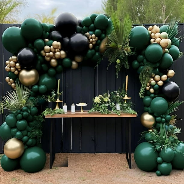 Kit de guirnaldas con globos HibaoPati, negro, verde y dorado, 99 piezas
