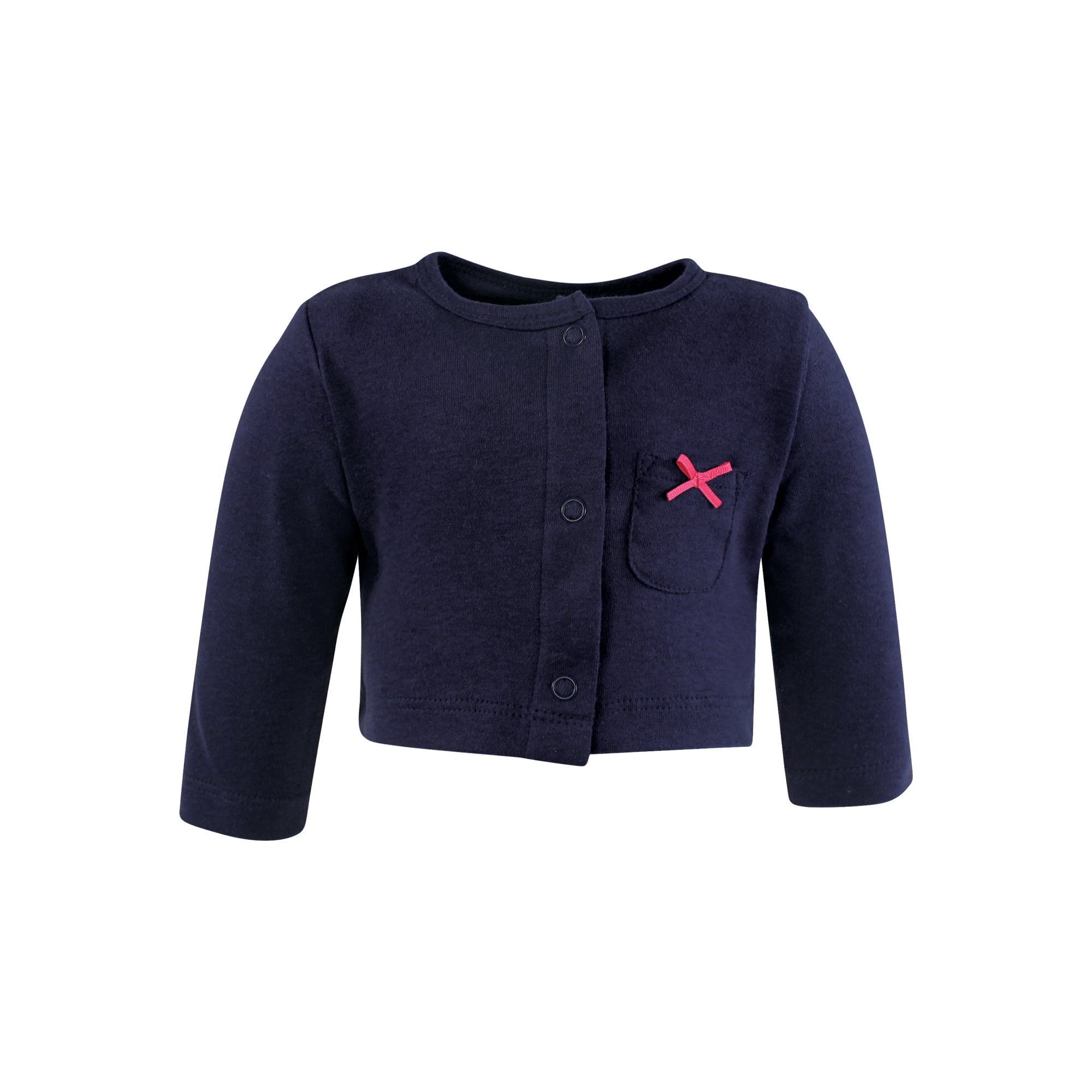 Hudson Baby Infant and Toddler Girls Cotton Dress and Cardigan Set, Navy Hearts, 5T