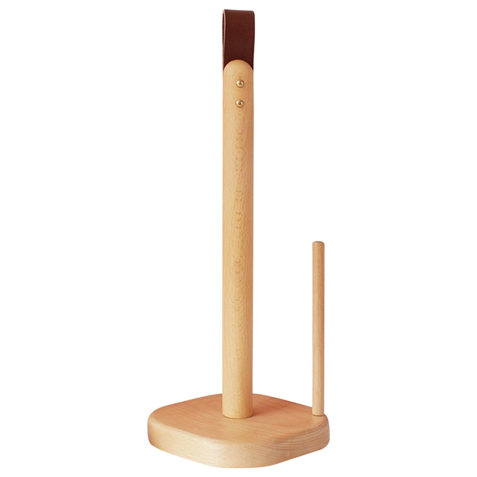 Free Standing Wood Tissue Holder Wrapping Paper Holder for Storage Organizer top brown leather