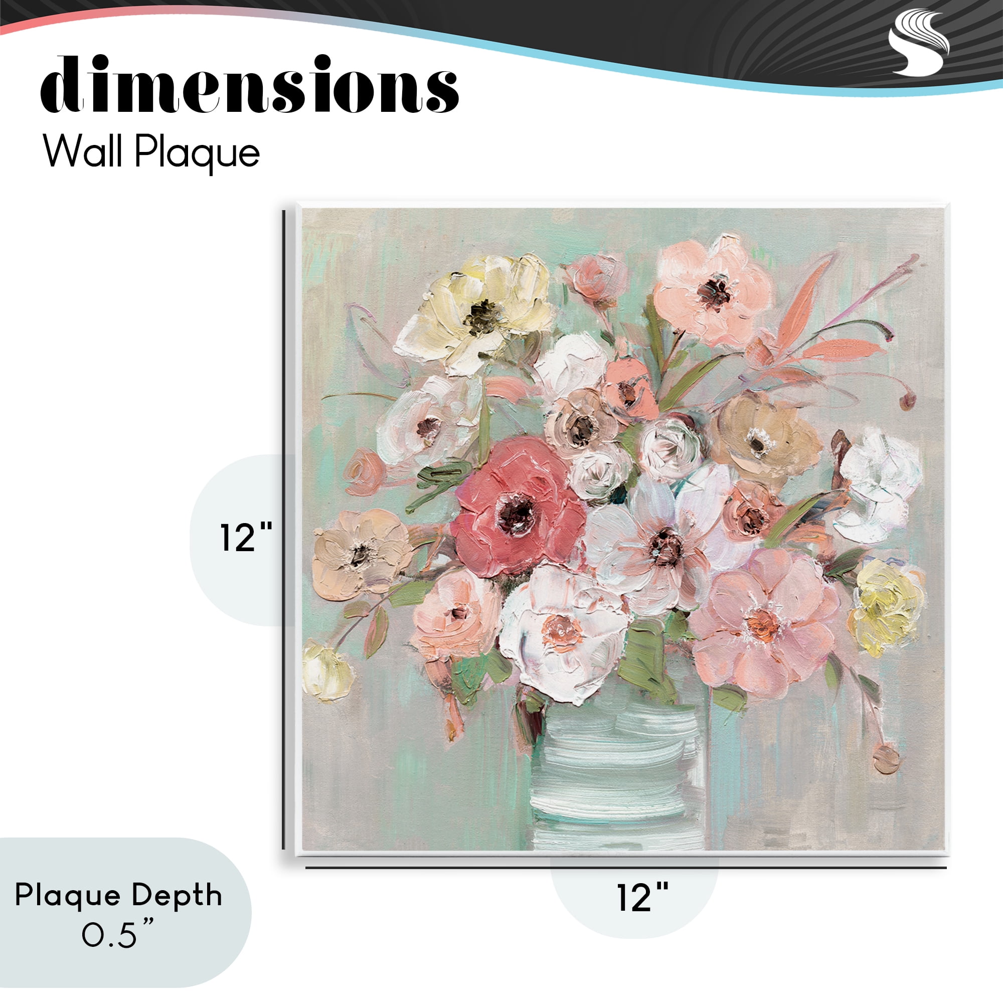 Stupell Industries Pastel Flower Forms Vase Wall Plaque Art, design by Sally Swatland