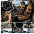 thumbnail image 2 of Yuyamidu 16 Pack Highland Cow Car Seat Cover Camo Hunting Handbrake Cover Set Sunflower Sunshade Steering Wheel Cover Seatbelt Strap Pad Cup Holders Rearview Mirror Cover Keychain, 2 of 7