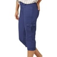 thumbnail image 3 of Lee Womens Solid 6 Pockets Cargo Capris 12 Ink blue, 3 of 5