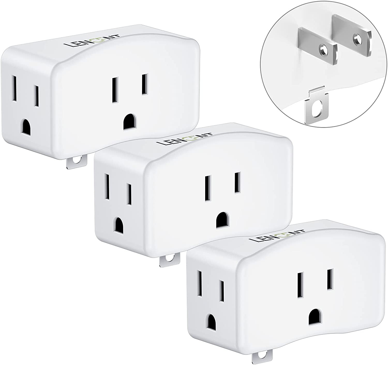 3 Prong to 2 Prong Polarized Grounding Adapter, Dawht Plug Extender