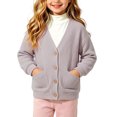 thumbnail image 5 of Toddler Girls Waffle Knit Cardigans Button Down Sweaters V-Neck Long Sleeve Outerwear Tops with Pockets Casual Fall School Jackets Lightweight Cozy Knitwear, Size 2-3 T, 5 of 5