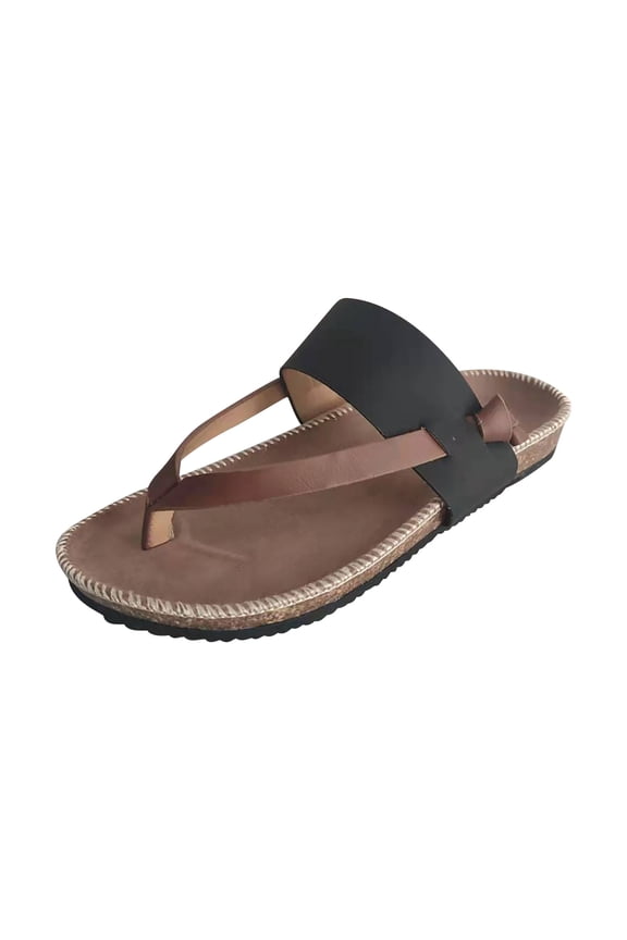Women Sandals Summer Cool Shoes Beach Shoes Flat Heel Roman Style Pinch Sandals