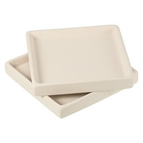 Uxcell 5" Ceramic Square Planter Saucer Flower Pot Drip Tray Coaster, Beige 2 Pack