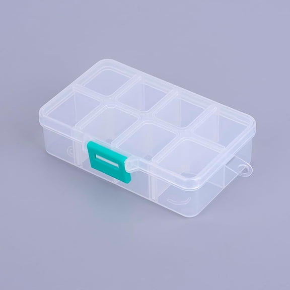 Organizer Storage Plastic Boxes White Bead Storage Containers Beaded Adjustable Dividers Boxes 8 Compartments Organizer Boxes Craft Storage Case with Hinged Lid Buckle