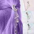 thumbnail image 2 of Ruanlalo Retro Moon Rhinestone Tassel Beads Dangle Hairpin Hair Clip Women Bridal Jewelry Silver, 2 of 6