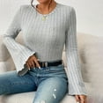 thumbnail image 5 of Njoeus Women's Holiday Blouses, Women's Casual Bell Long Sleeve Ribbed T-Shirt Knit Sweater Round Neck Ladies Basic Tops Blouse, 5 of 5