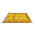 thumbnail image 2 of Ahgly Company Machine Washable Indoor Round Abstract Yellow Modern Area Rugs, 5' Round, 2 of 4