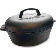 Bayou Classic 7415 6 Qt. Oval Cast Iron Roaster Pot with Lid and Handles