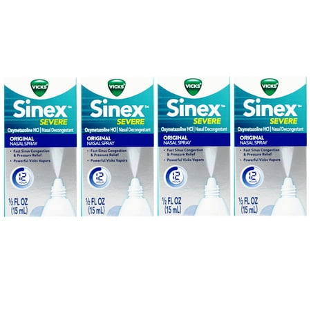 Vicks Sinex Severe Original Nasal Spray Congestion Relief, 0.50 fl oz - 4 Pack