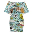 thumbnail image 6 of Guinea Pigs in Blue Greeting Women's Off The Shoulder Ruffles Summer Wedding Guest Loose Casual Party Beach Dress, 6 of 9