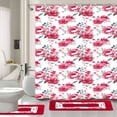 thumbnail image 1 of 15-Piece Bathroom Set  2-Rugs/Mats Non Slip  1 Fabric Shower Curtain  With 12-Fabric Covered Rings  Different Styles and Colors For Home Bath Dcor Peony Purple, 1 of 6