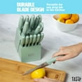 thumbnail image 3 of Tasty 15-Piece Stainless Steel Kitchen Knife Set With Block, Soft-Grip Handles Sage, 3 of 8