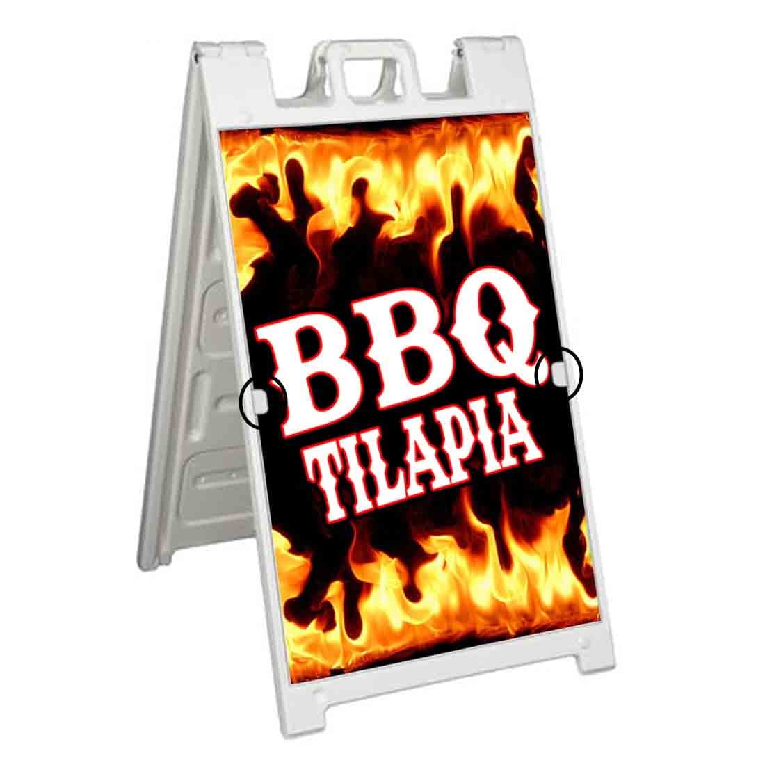 BBQ Tilapia (24" X 36") Deluxe AFrame Signicade, Includes 2 Removable