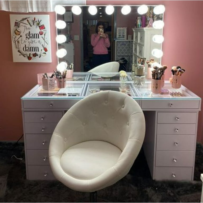 Impressions Vanity Antoinette Round Tufted Modern Makeup Vanity