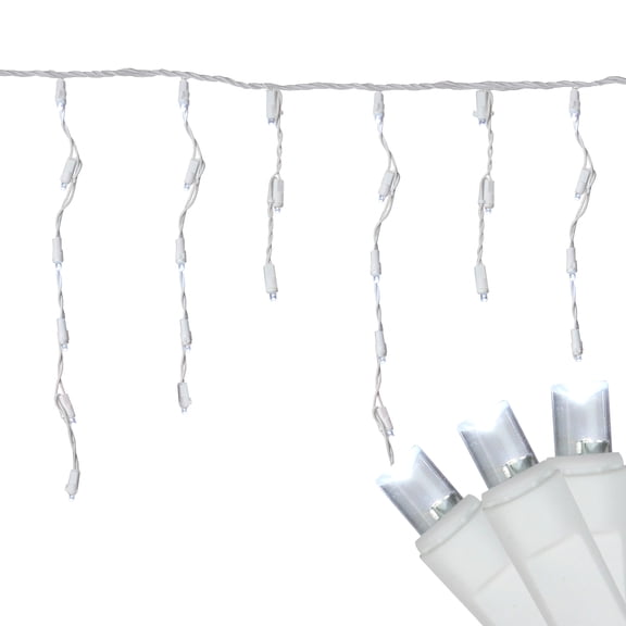 LED Wide Angle Icicle Christmas Lights - Cool White - 24.5' White Wire - 300ct