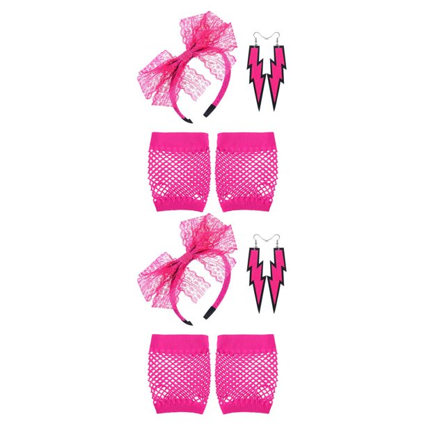 Sonducket 1 Juego de aros para el pelo coloridos, buena elasticidad, pendientes relámpago, diseño de ganchos para las orejas, aspecto atractivo Rosa roja 2Conjunto