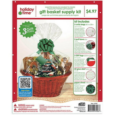 Holiday Time 3pk Basket Wrap Kit - Green