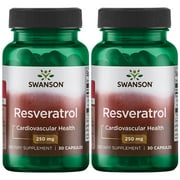 Swanson Ultra Resveratrol Higher-Potency Vitamin Supplement, Supports Cellular Longevity, Immune & Cardiovascular Health, 30 Capsules (2-pack)