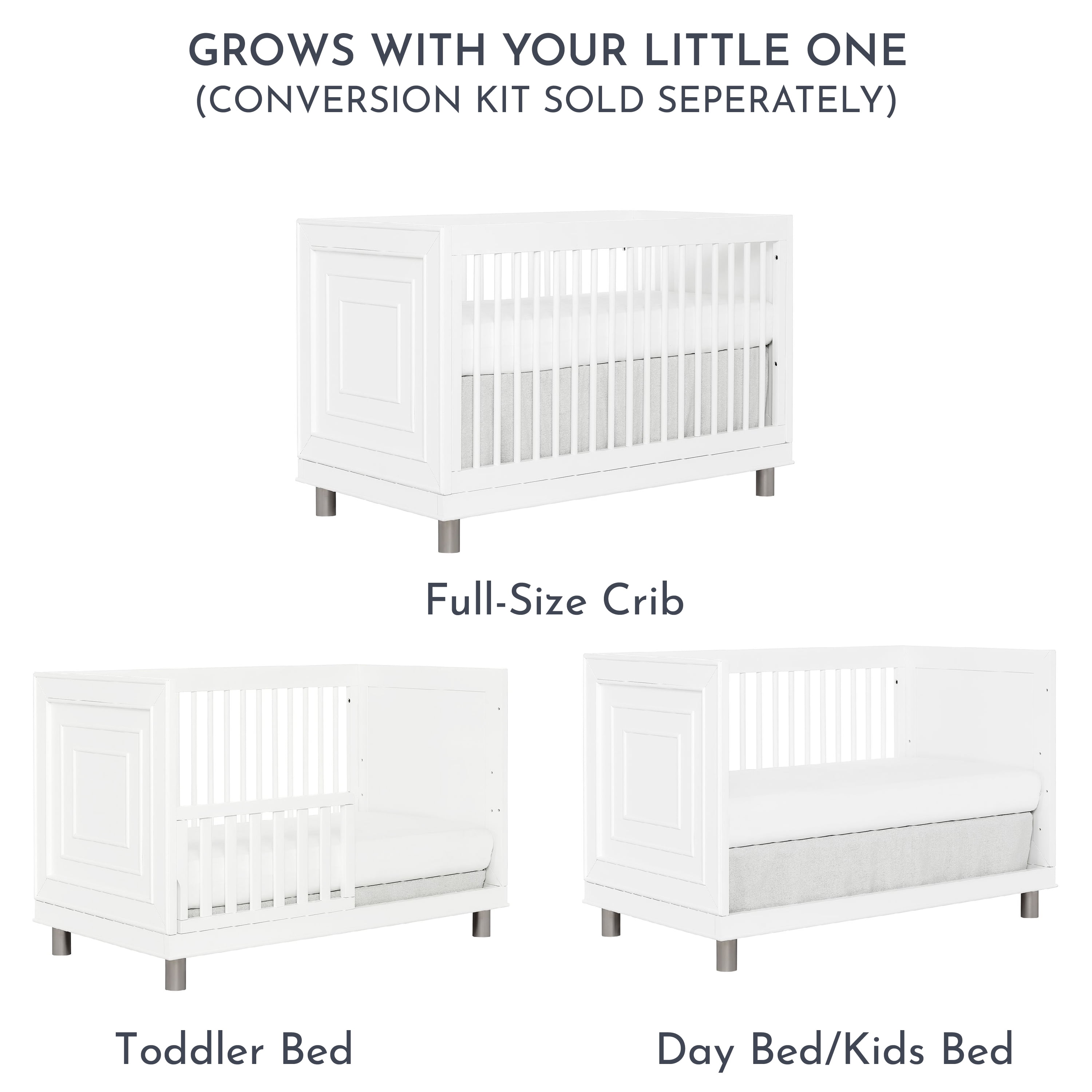 Evolur Loft Art Deco 3 In 1 Convertible Crib In White Greenguard