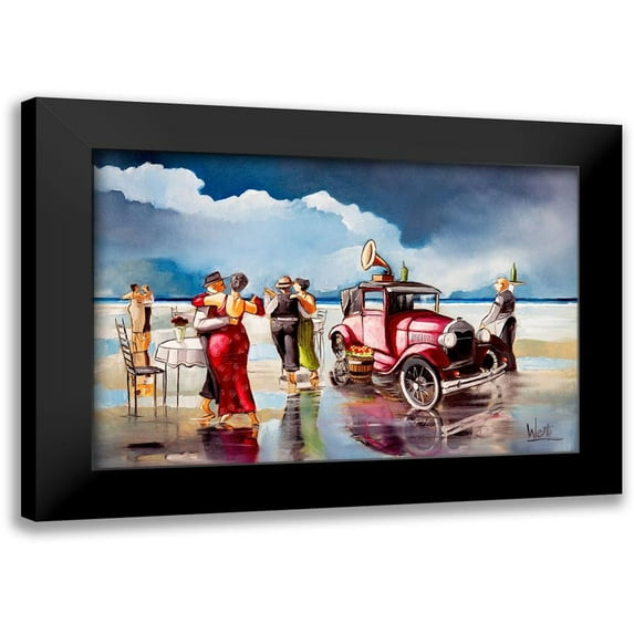 West, Ronald 18x13 Black Modern Framed Museum Art Print Titled - Dancing on the Beach