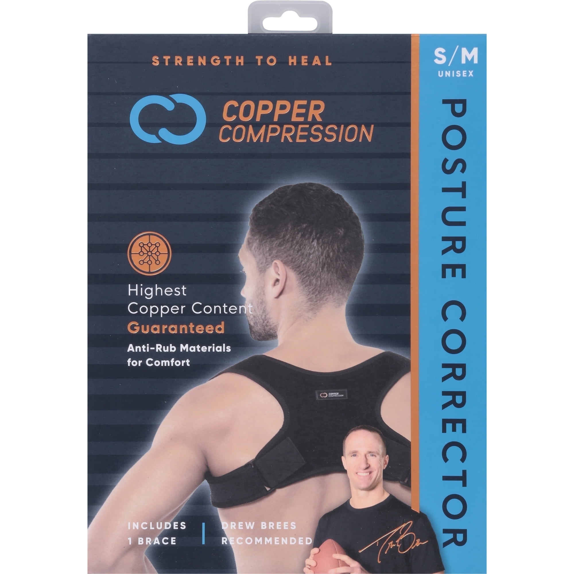 Copper Compression Posture Corrector Lightweight Breathable Flexible Brace, S-M
