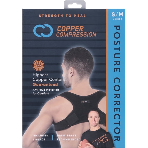 Copper Compression Posture Corrector Lightweight Breathable Flexible Brace, S-M