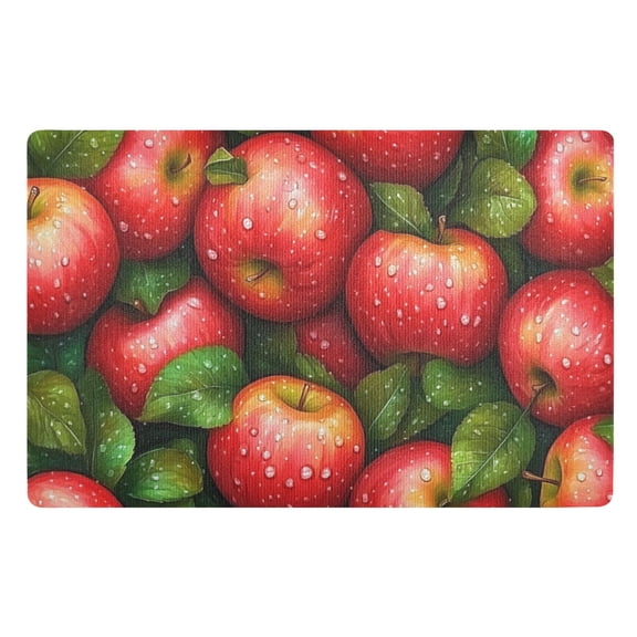 Bright Red Apple Floor Door Mat Outdoor Indoor for Home Entrance Welcome Mats 32"x20"