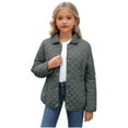 thumbnail image 3 of AHTJRT Quilted Puffer Jacket for Kids Lapel Long Sleeve Snap Button Down Outerwear with Pockets Thermal Fall Winter Windproof Coats Dark Gray 5-6 Years, 3 of 10