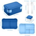 thumbnail image 3 of Lonian 2-Tier Stackable Bento Lunch Box Rectangle with 1 Fork, Spoon, Dressing Container, BPA-Free, Dishwasher Safe, Food-Safe Materials, Royal Blue, 3 of 8