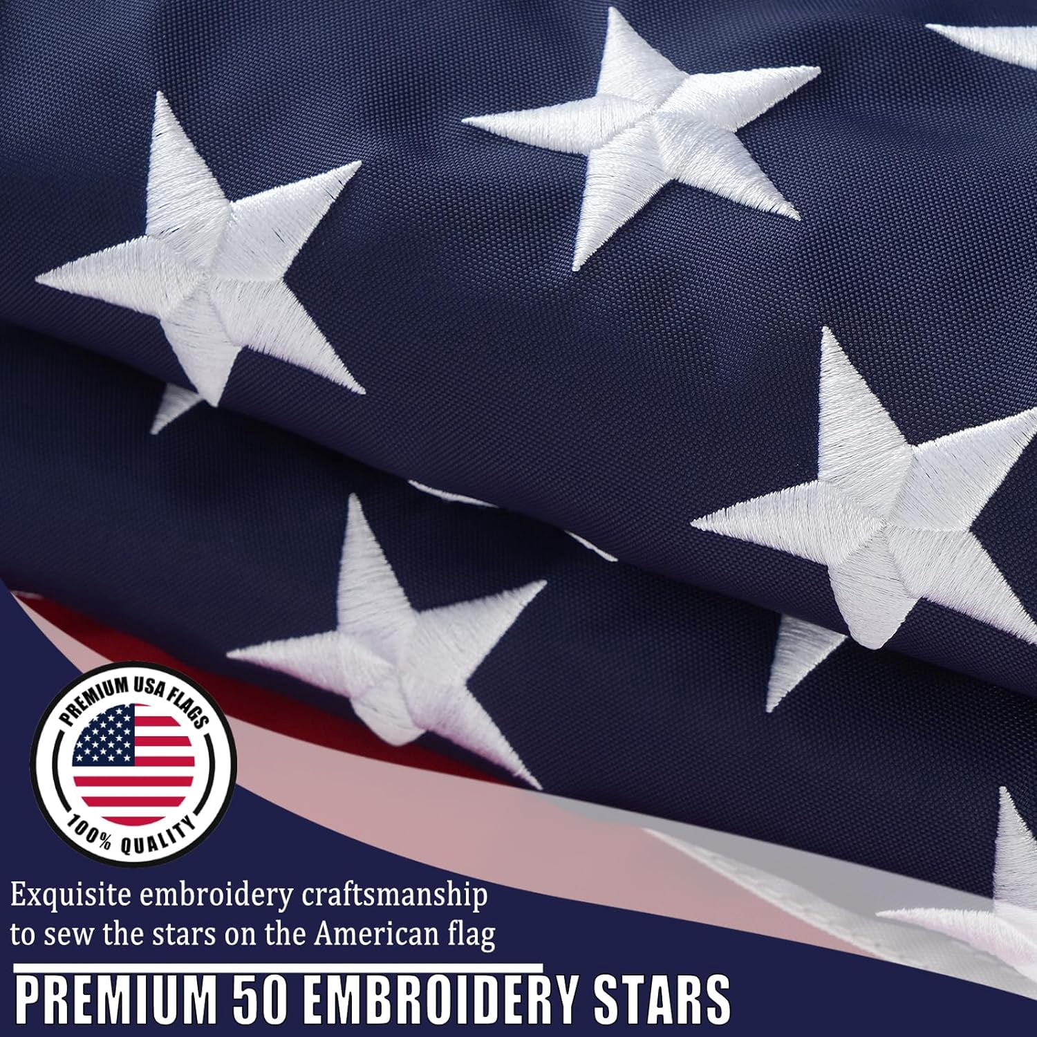 FLAGWIN American Flag 6x10, US Flag 6x10 Heavy Duty Outdoor Tear Resistant, Deluxe 420D Super Tough Spun Nylon 6x10 American Flag,Luxury Embroidered Stars and 2 Brass Grommets, All Weather Lasting