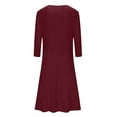 thumbnail image 6 of LAVA Fall Midi Dress for Women Plus Size 3/4 Sleeves A-Line T Shirt Dress Casual Solid Dresses (Red, XL), 6 of 6