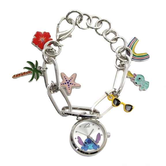 Lilo and Stitch Silver Charm Bracelet with Analog Watch
