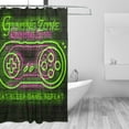 thumbnail image 3 of XMXY Handle Neon Two Color Print Green Long Shower Curtains, Waterproof Weighted Thick Bathroom Curtain with 12 Plastic Hook, 72x72 Inch, 3 of 8