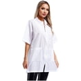 thumbnail image 2 of Sxiwei Adult Salon Client Smock Waterproof Short Sleeve Front Zipper Barber Jacket Gown Robe White XL, 2 of 5
