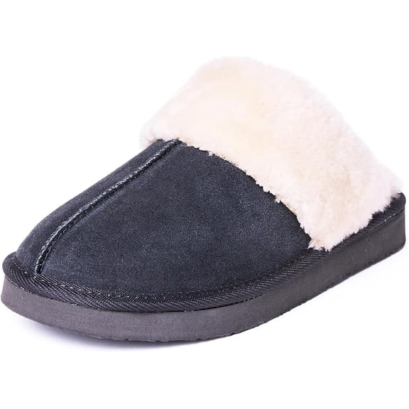 Minnetonka Women's Chesney Suede Scuff Slippers 8 M Charcoal