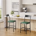 thumbnail image 5 of Memoryfield PU Leather Bar Stools Bar Stools Set of 2, Modern Iron Counter Height Chairs, 300 lb Capacity, Kitchen Island & Home Bar, Green, 5 of 9