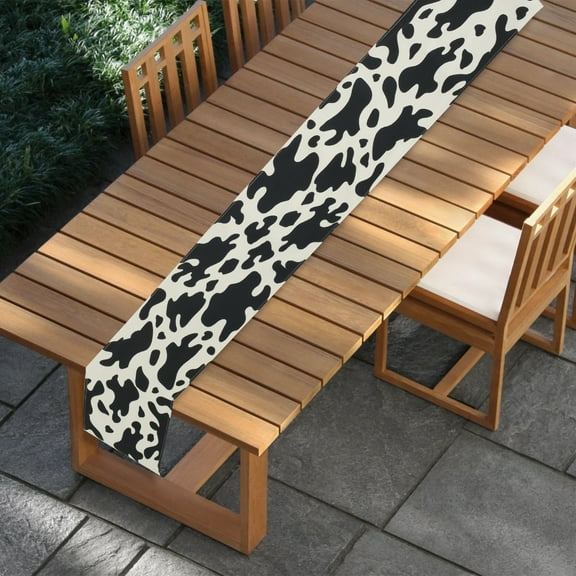 Toorise 2Pcs Cow Table Runner Linen Table Cloth Rectangle Tablecloth Black and White Tablecloth Vintage Coffee Table Runner Cowboy Themed Table Cloth Decorative Tabletop Runner