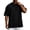 Black, variant on Mens Oversized T Shirt Summer Solid Drop Shoulder Crew Neck Elbow Sleeve T Shirts for Man Casual Tops
