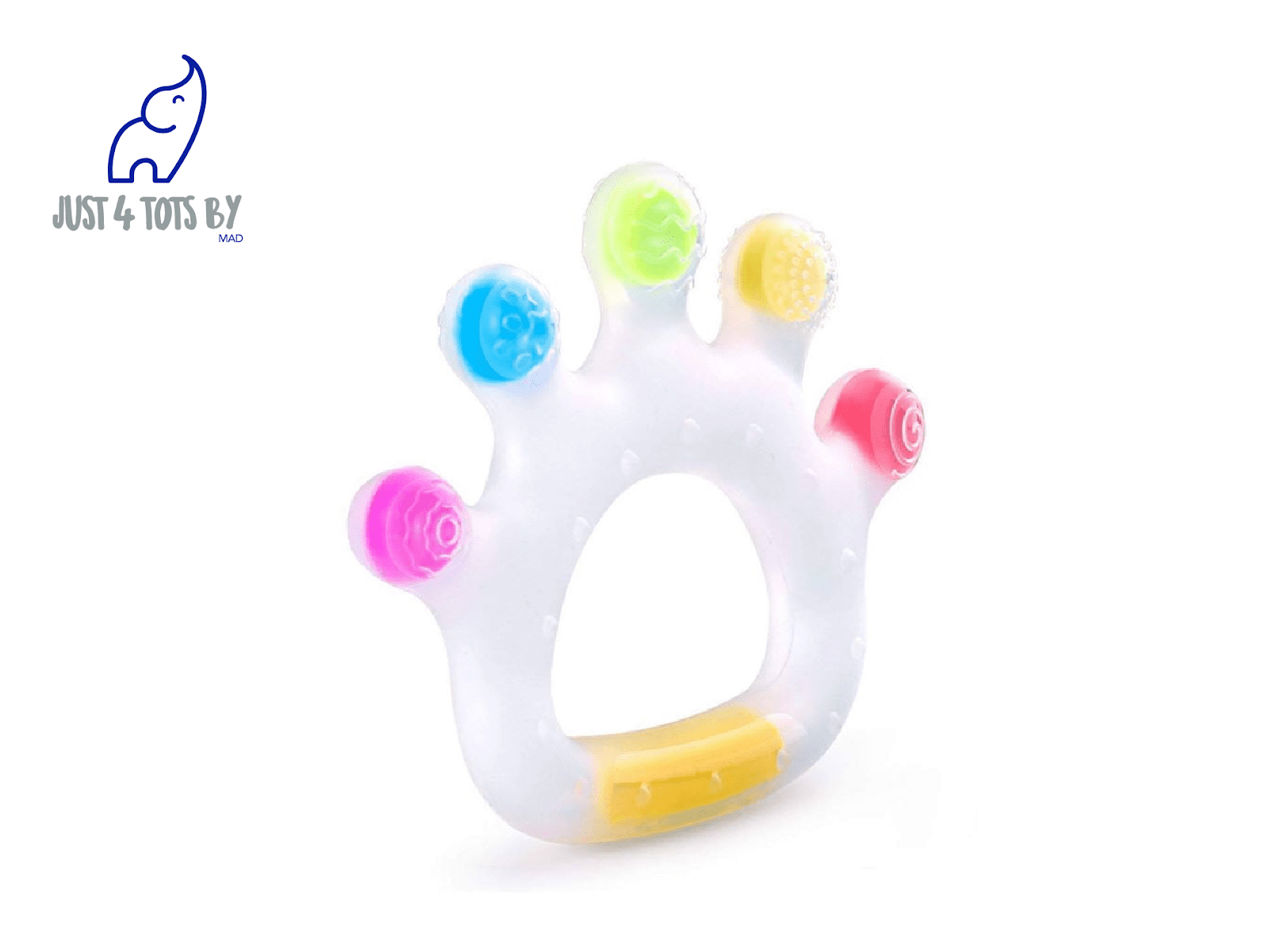 Just4Tots by MAD – Princess or Prince Crown Baby Teething Toy Baby Teether - Gum Soother and Massager for Natural Teething Relief - Made of Soft, BPA-Free Food Grade Silicone – Multicolor